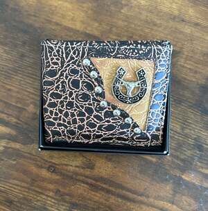 Tems Collection Men's Western Bifold Wallet with Longhorn Concho Silver Accent